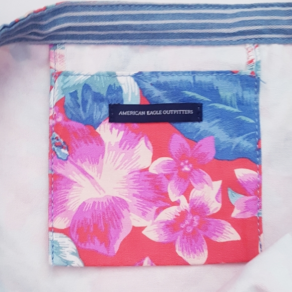 AMERICAN EAGLE Blue & Pink Floral Canvas Tote Bag - Picture 6 of 8